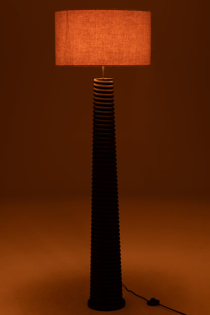 Vloerlamp Schroefdraad Ailanthus Hout Zwart/Grijs H160cm J-Line