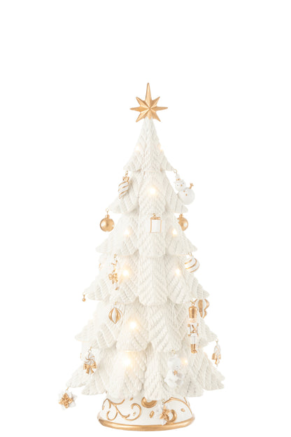 Kerstboom Led Ornamenten Resine Wit/Goud Small H51,5cm j-Line