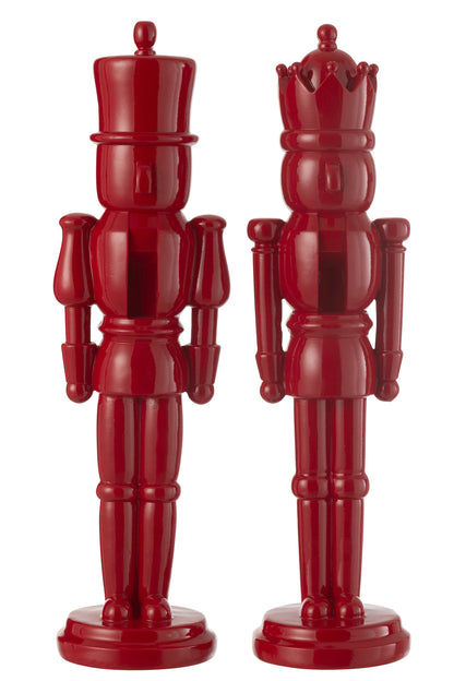 Set van 2 Rode Notenkrakers Resin 47 cm J-Line
