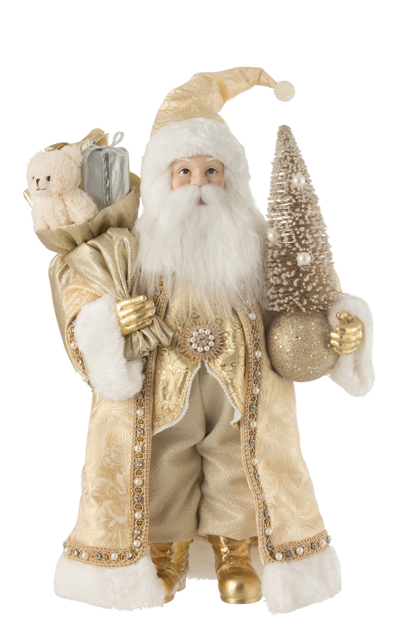 Kerstman Deco Resine/Textiel Goud H50cm J-Line