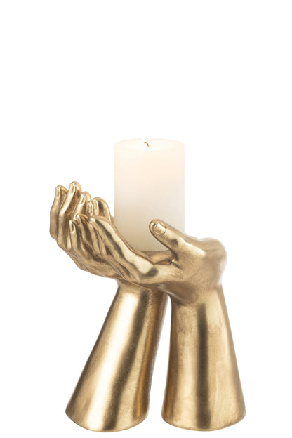 Kandelaar Handen Resine Goud J-Line