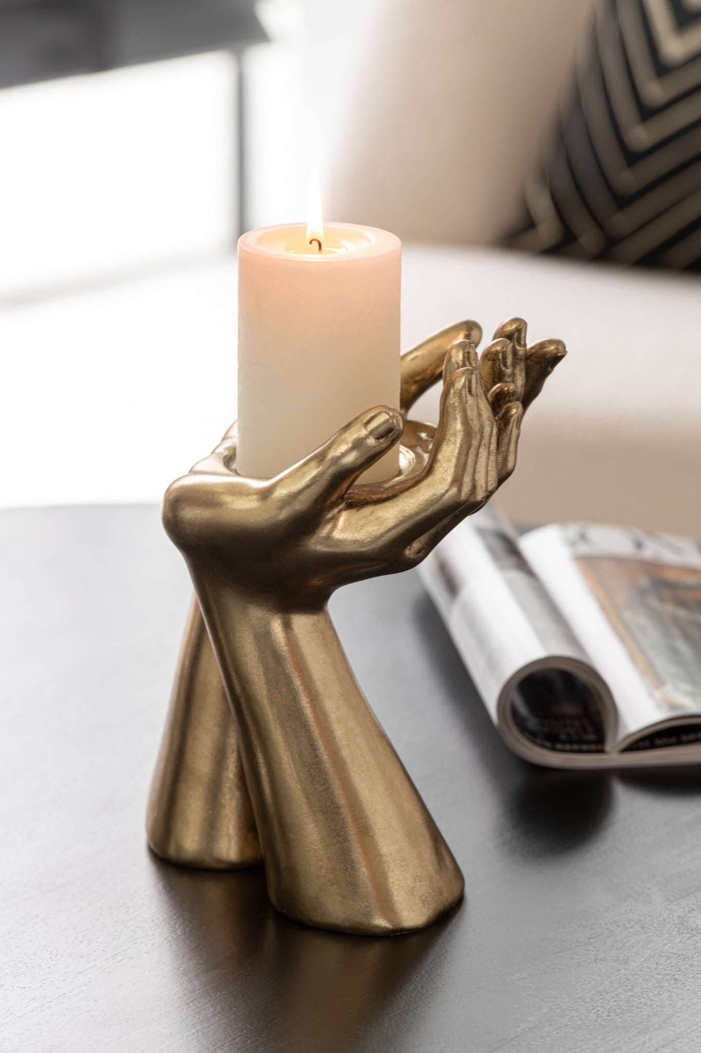 Kandelaar Handen Resine Goud J-Line