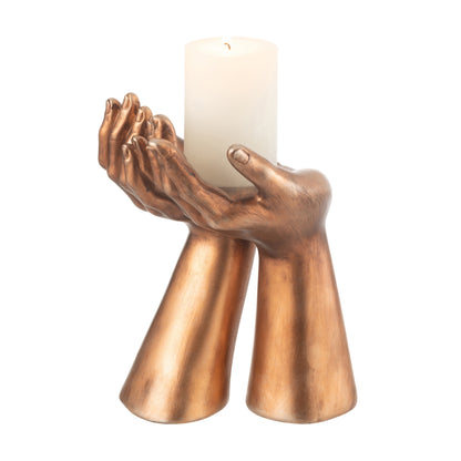 Kandelaar Handen Resine Koper J-Line