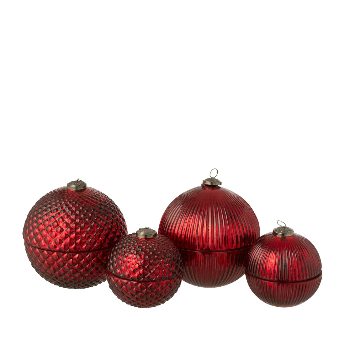 Geurkaars Kerstbal Glas Kerstrood Large J-Line Set van 2