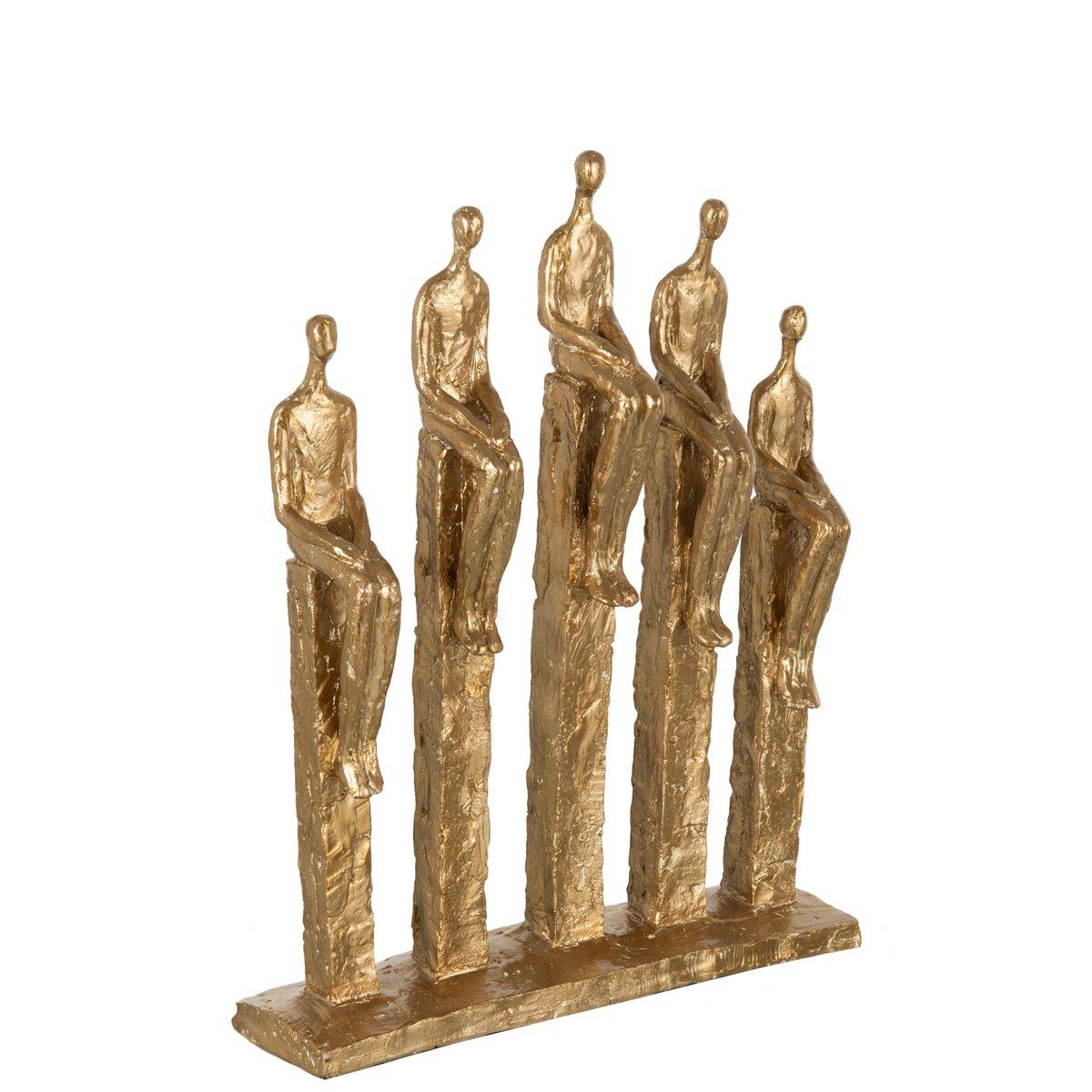 5 Figuren Op Voet Poly Goud - Beeld - J-Line - livinglovely.nl
