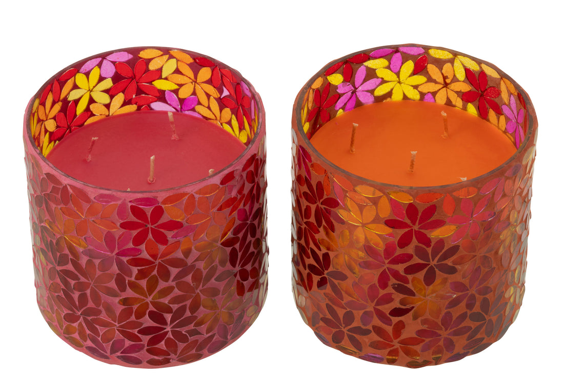 Scented Candle Flower Mosaic Wax Medium Set van  2-55Hours