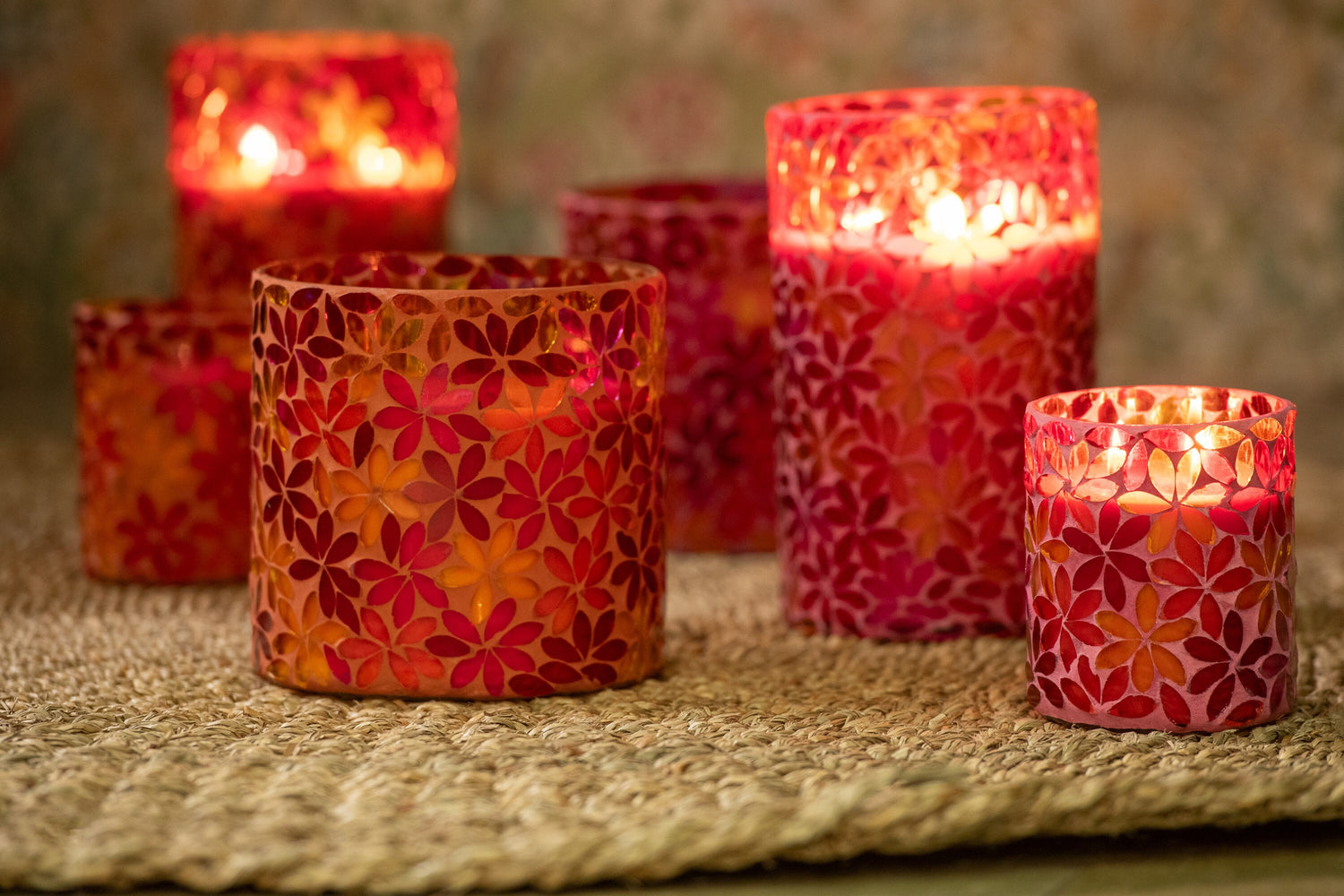 Scented Candle Flower Mosaic Wax Medium Set van  2-55Hours