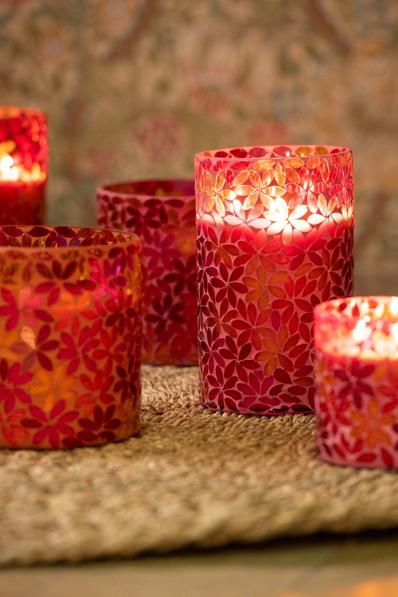 Scented Candle Flower Mosaic Wax Medium Set van  2-55Hours