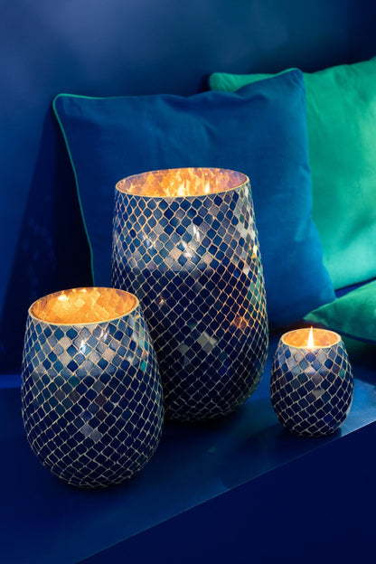 Geurkaars Mia Mozaiek Blauw Small-90u