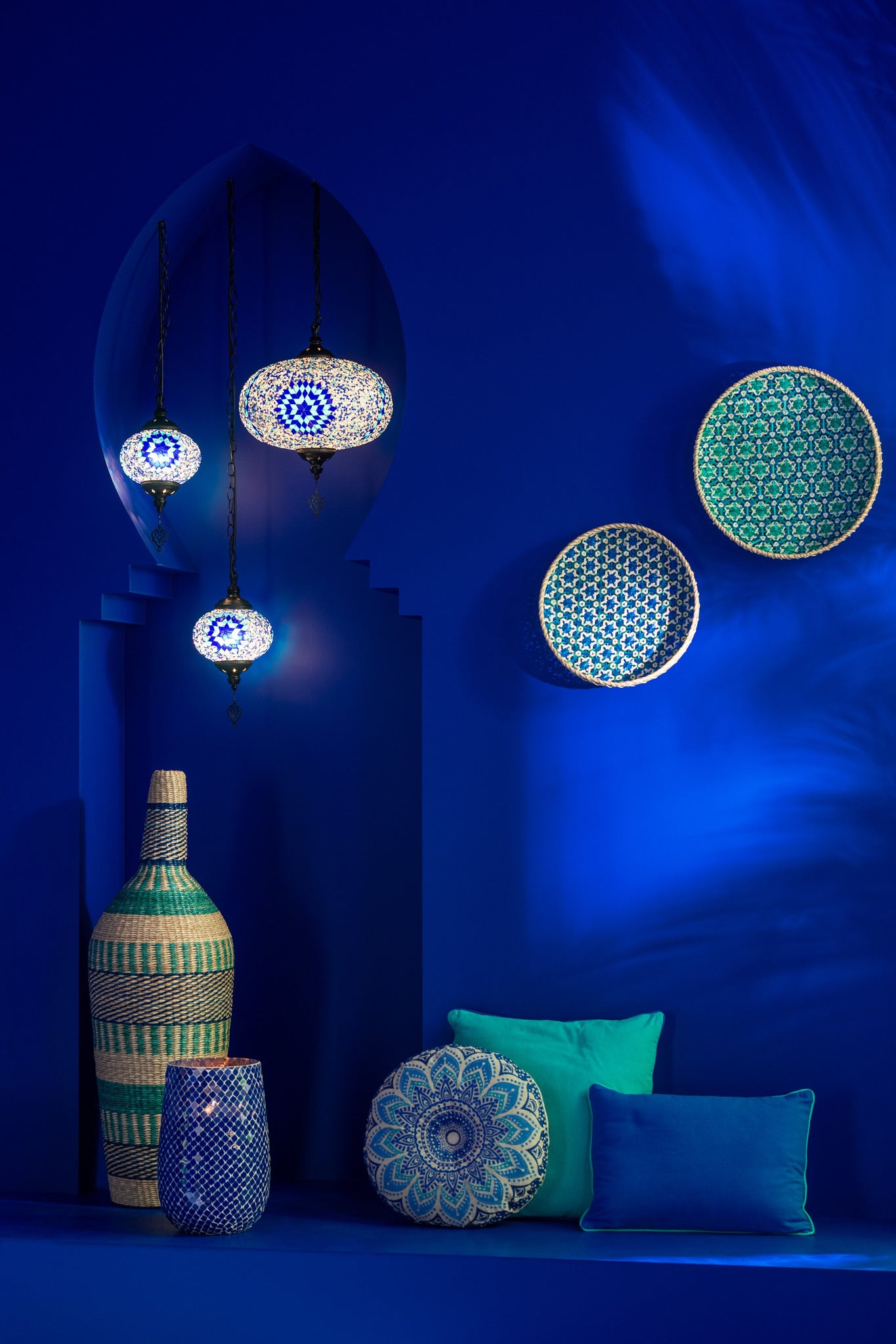 Geurkaars Mia Mozaeik Blauw Large-230h
