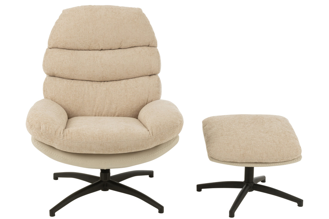 Relax Zetel + Voetbank Metaal/Multiplex Grijs/Zwart J-Line