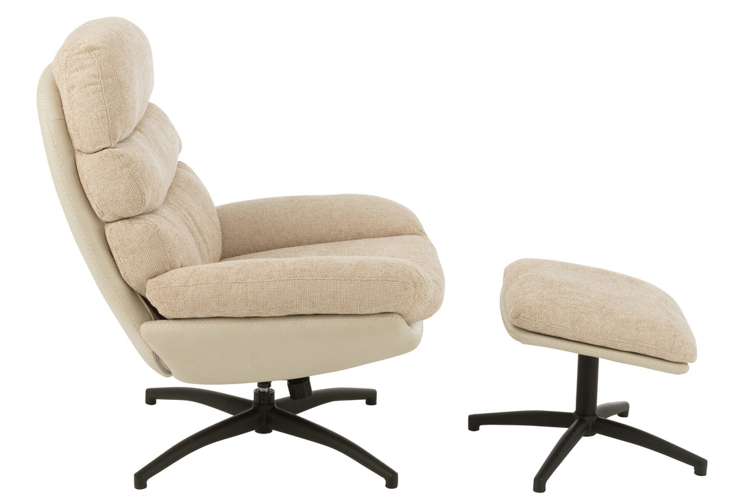 Relax Zetel + Voetbank Metaal/Multiplex Grijs/Zwart J-Line