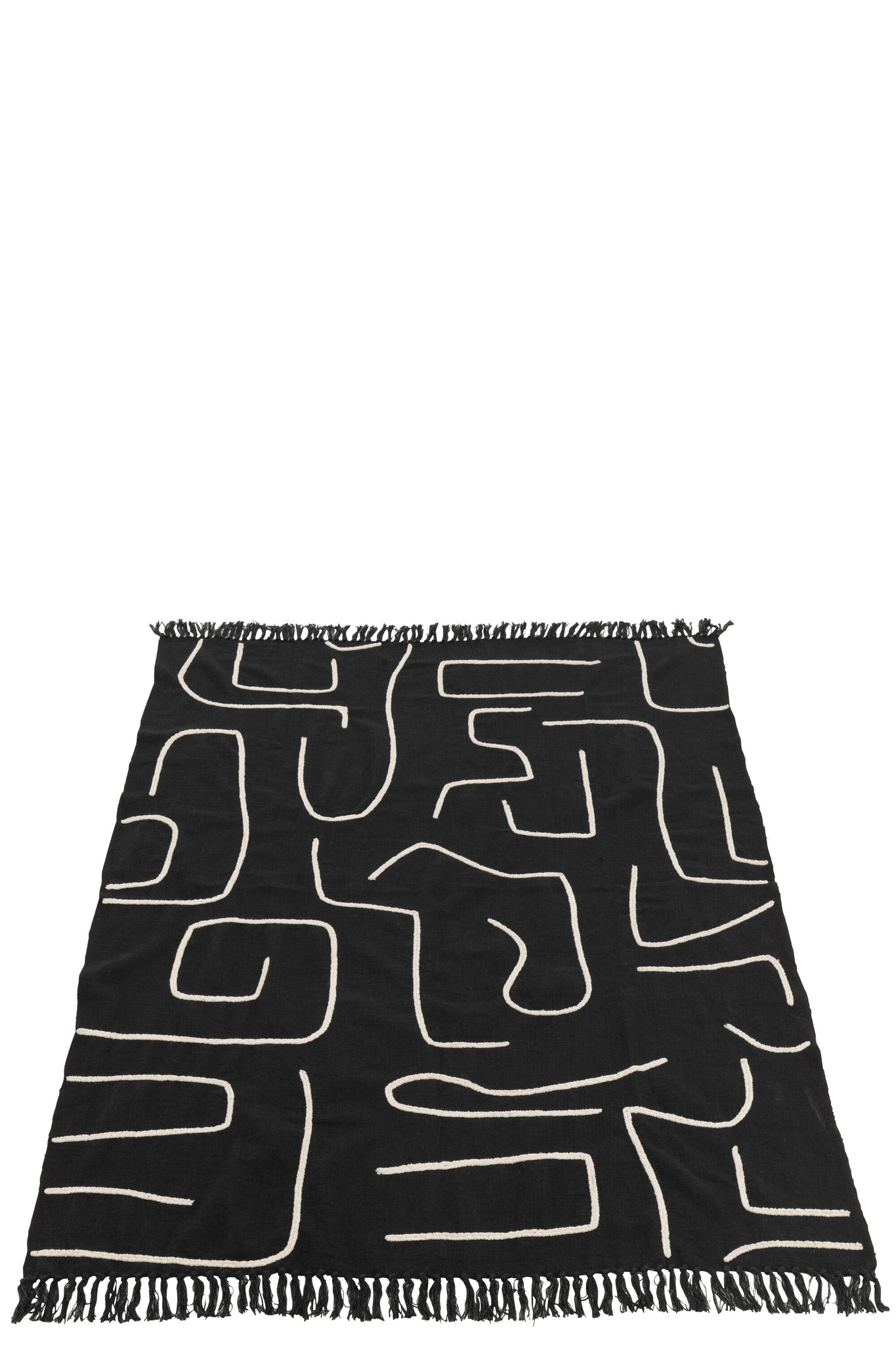 Plaid Strepen/Bogen Katoen Zwart/Wit 130x180cm