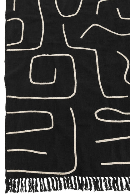 Plaid Strepen/Bogen Katoen Zwart/Wit 130x180cm