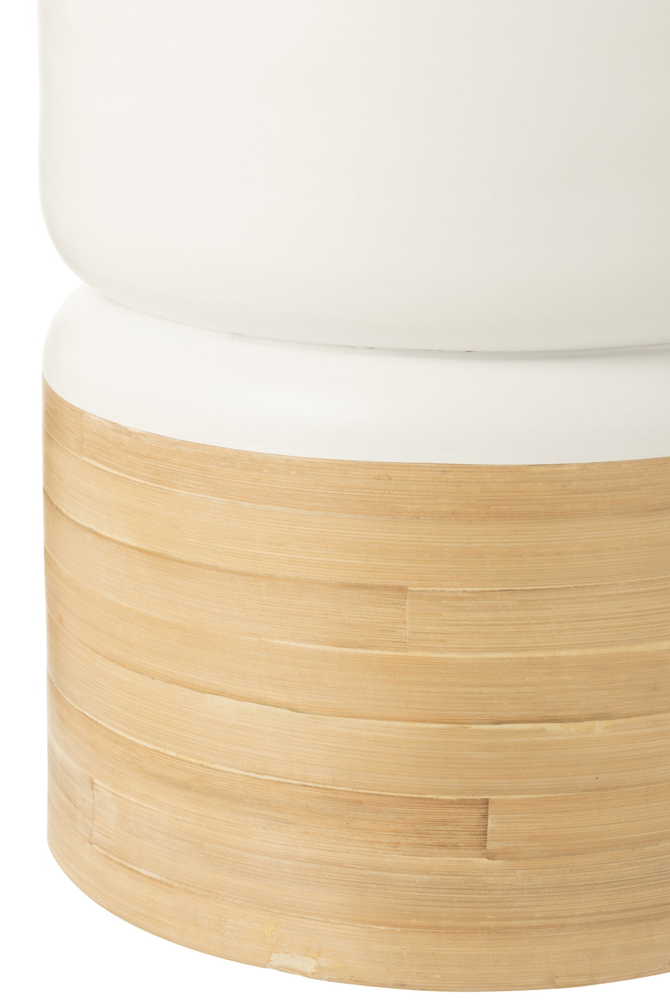 Bijzettafel Rond Bamboe Wit/Naturel