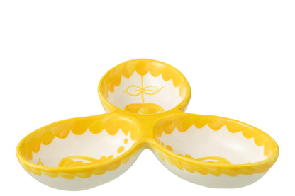 Apero Bakjes Granada Motief Geel/Wit Keramiek J-Line