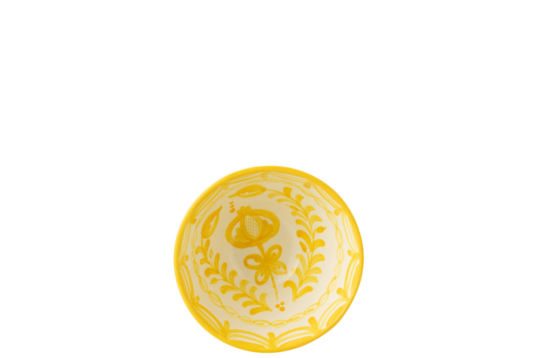 Medium Hoge Kom Granada Motief Geel/Wit Keramiek J-Line