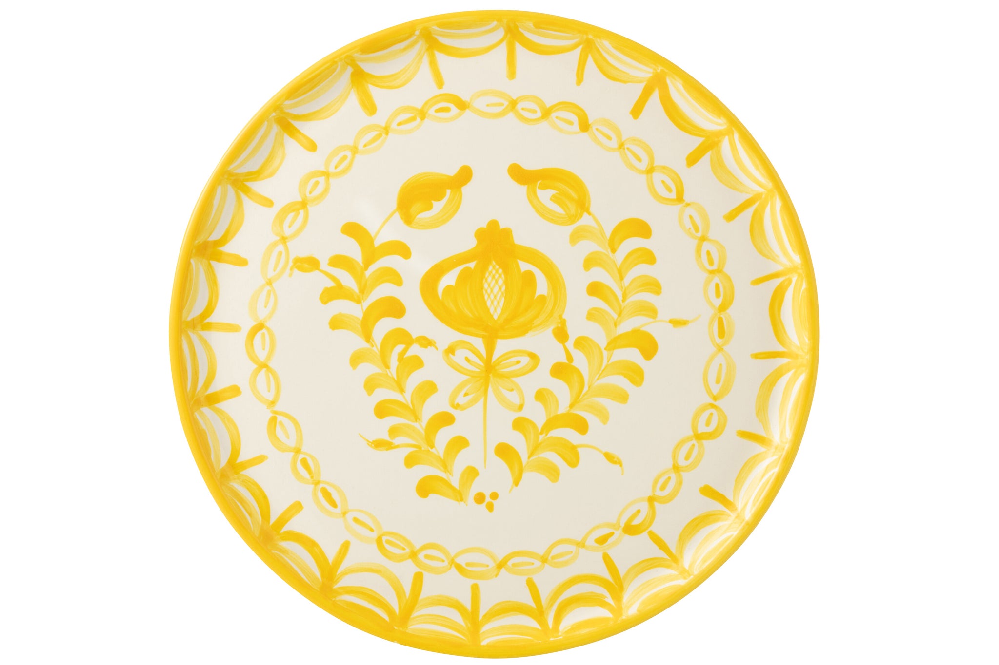 Dinerbord Granada Motief Geel/Wit Keramiek J-Line