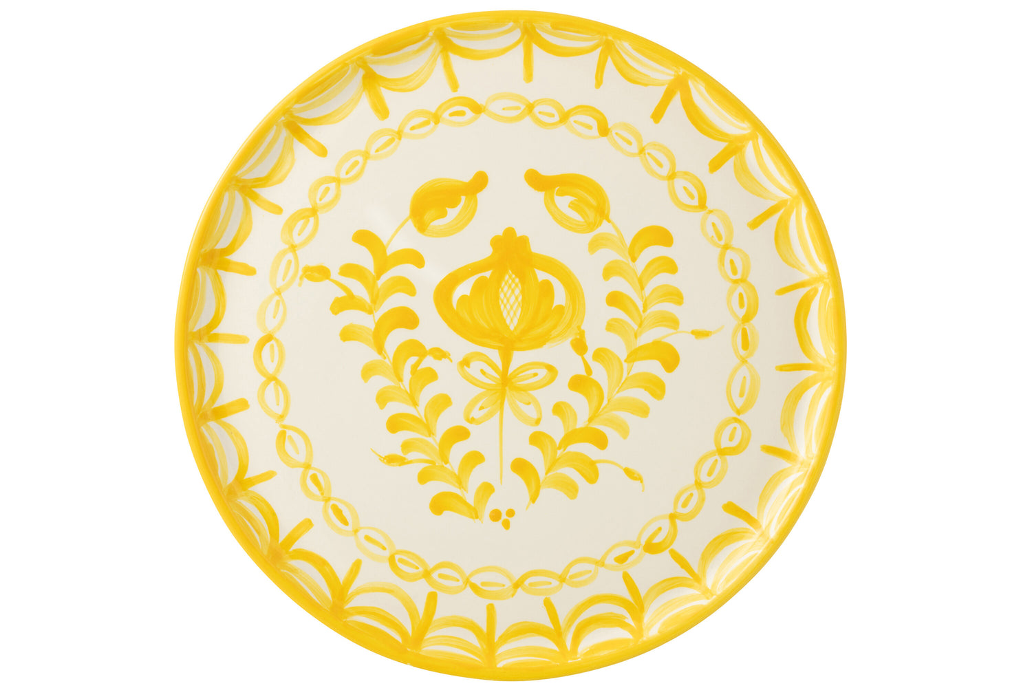 Dinerbord Granada Motief Geel/Wit Keramiek J-Line