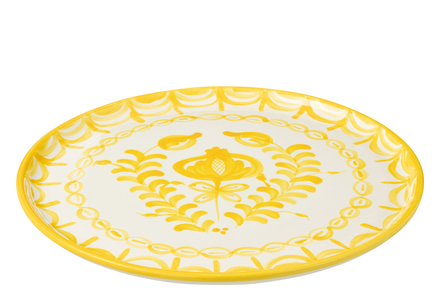 Dinerbord Granada Motief Geel/Wit Keramiek J-Line