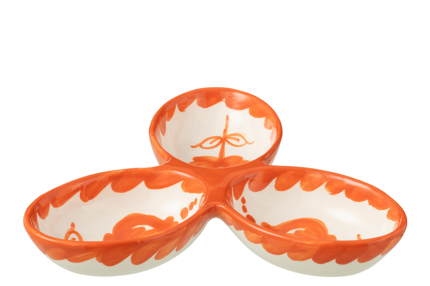 Apero Bakjes Granada Motief Oranje/Wit Keramiek J-Line