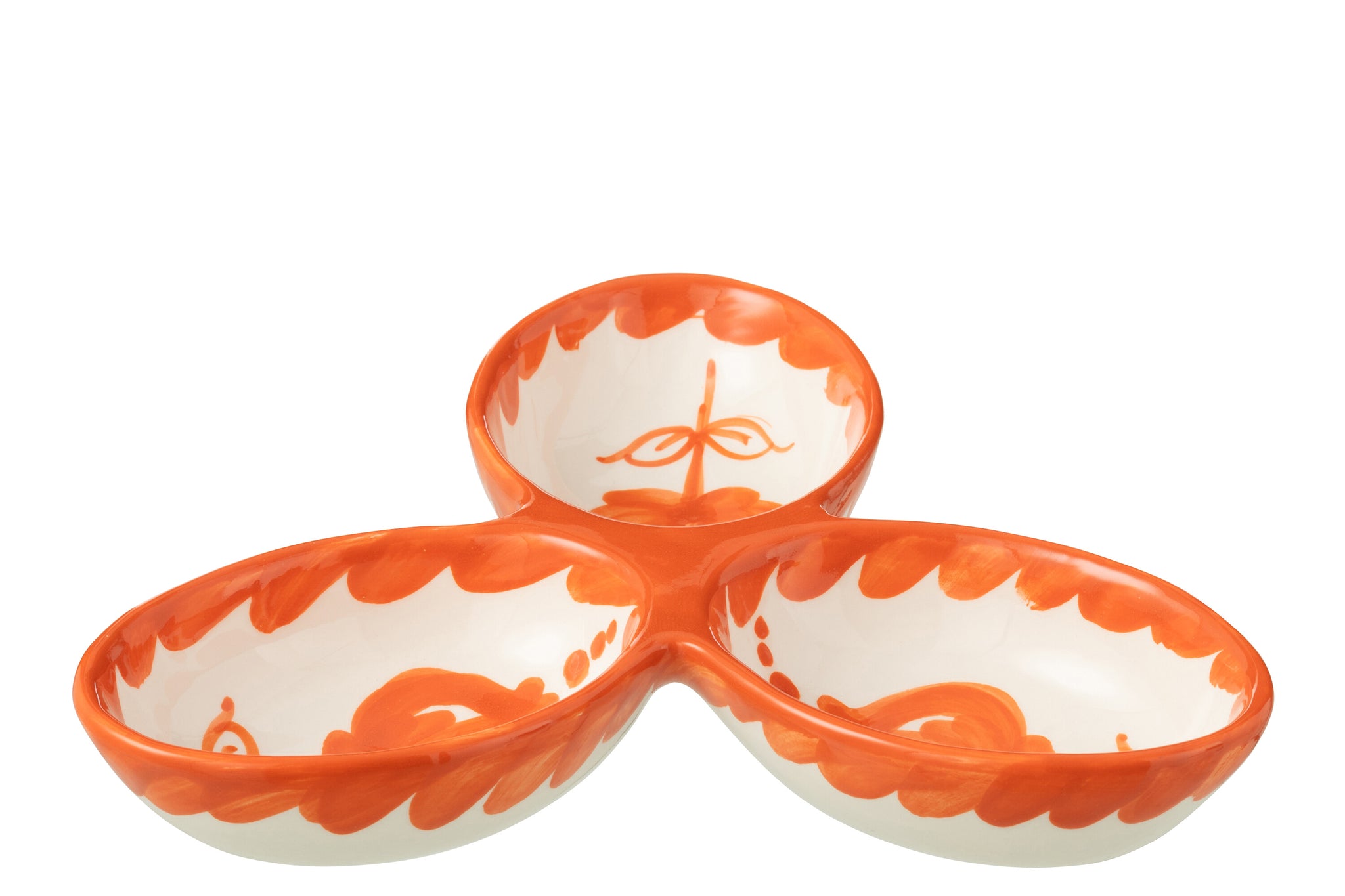 Apero Bakjes Granada Motief Oranje/Wit Keramiek J-Line