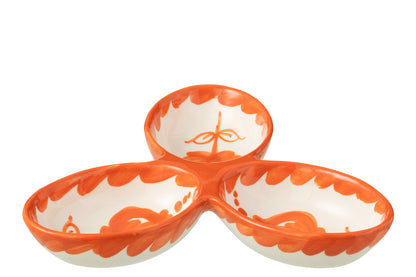 Apero Bakjes Granada Motief Oranje/Wit Keramiek J-Line