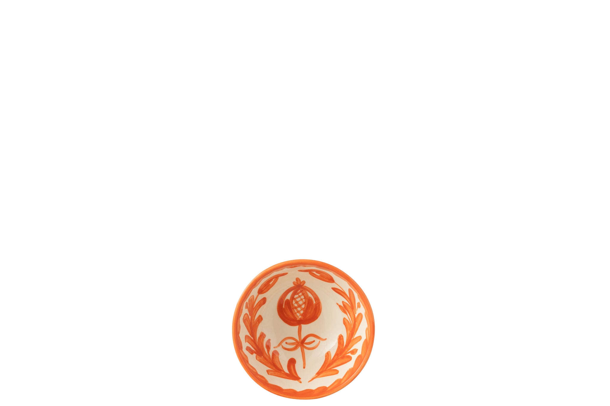 Kleine Hoge Kom Granada Motief Oranje/Wit Keramiek J-Line