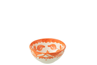 Kleine Hoge Kom Granada Motief Oranje/Wit Keramiek J-Line