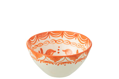 Medium Hoge Kom Granada Motief Oranje/Wit Keramiek J-Line
