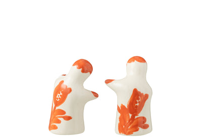 Peper &amp; Zout Stelletje Granada Motief Oranje/Wit Keramiek J-Line