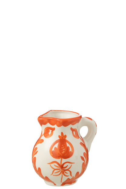 Kleine Kan Granada Motief Oranje/Wit Keramiek J-Line