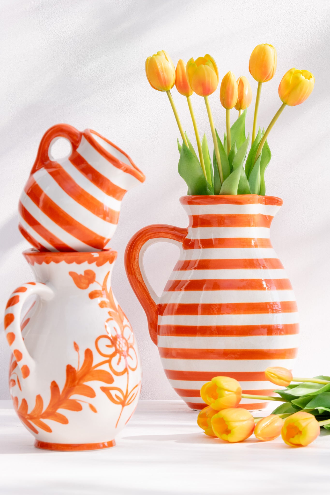 Medium Kan Granada Motief Oranje/Wit Keramiek J-Line