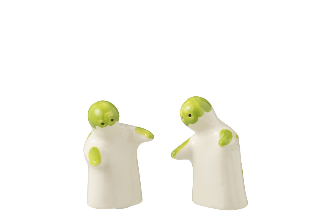 Peper &amp; Zout Stelletje Granada Motief Groen/Wit Keramiek J-Line