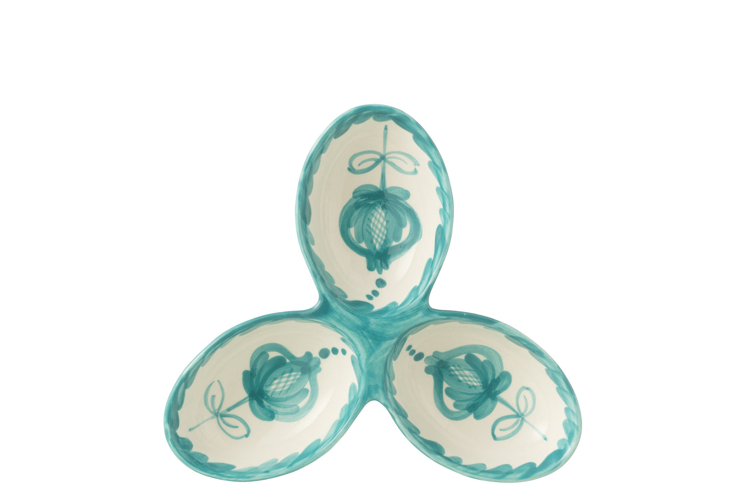 Apero Bakjes Granada Motief Aqua/Wit Keramiek J-Line