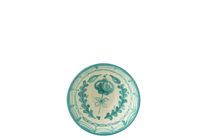 Medium Hoge Kom Granada Motief Aqua/Wit Keramiek J-Line