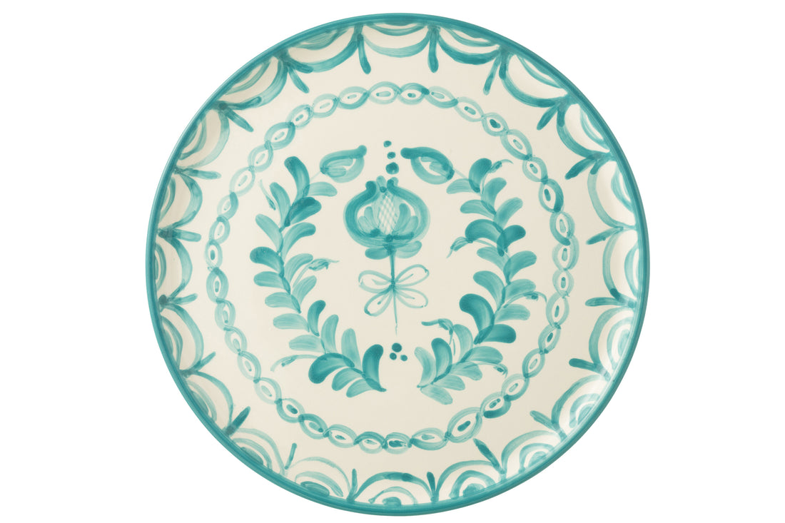 Dinerbord Granada Motief Aqua/Wit Keramiek J-Line