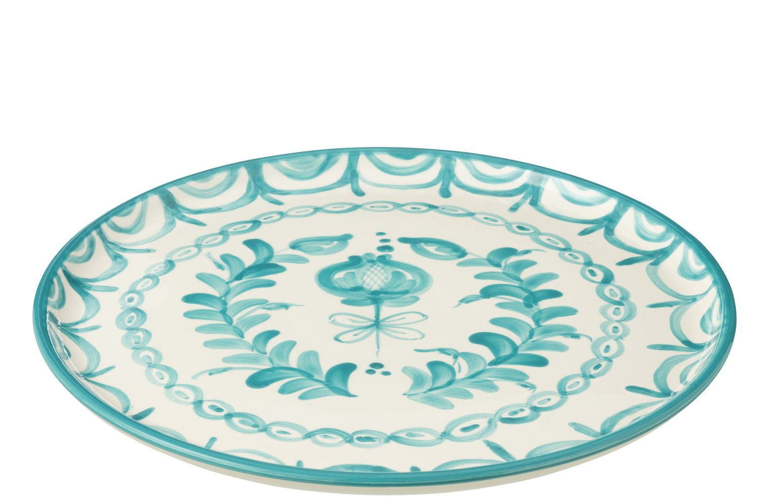 Dinerbord Granada Motief Aqua/Wit Keramiek J-Line