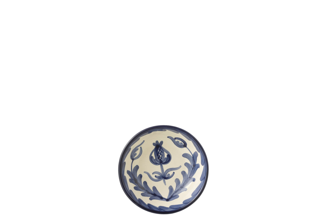 Kleine Lage Kom Granada Motief Cobalt Blauw/Wit Keramiek J-Line