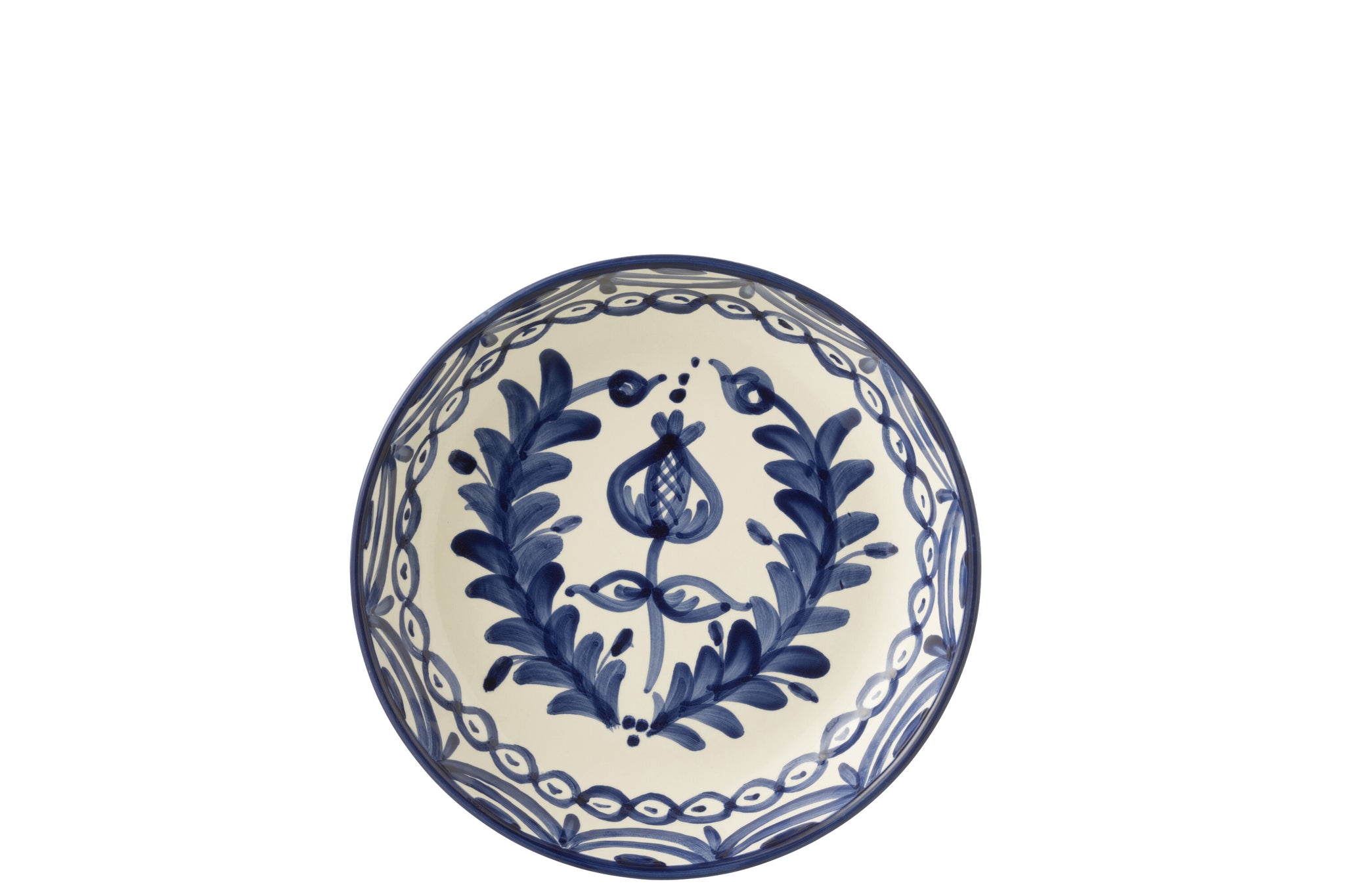 Grote Lage Kom Granada Motief Cobalt Blauw/Wit Keramiek J-Line