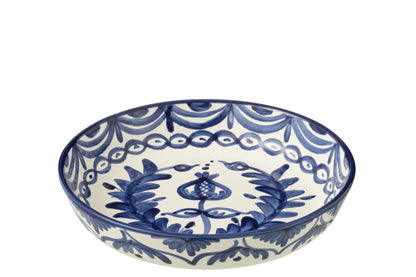 Grote Lage Kom Granada Motief Cobalt Blauw/Wit Keramiek J-Line