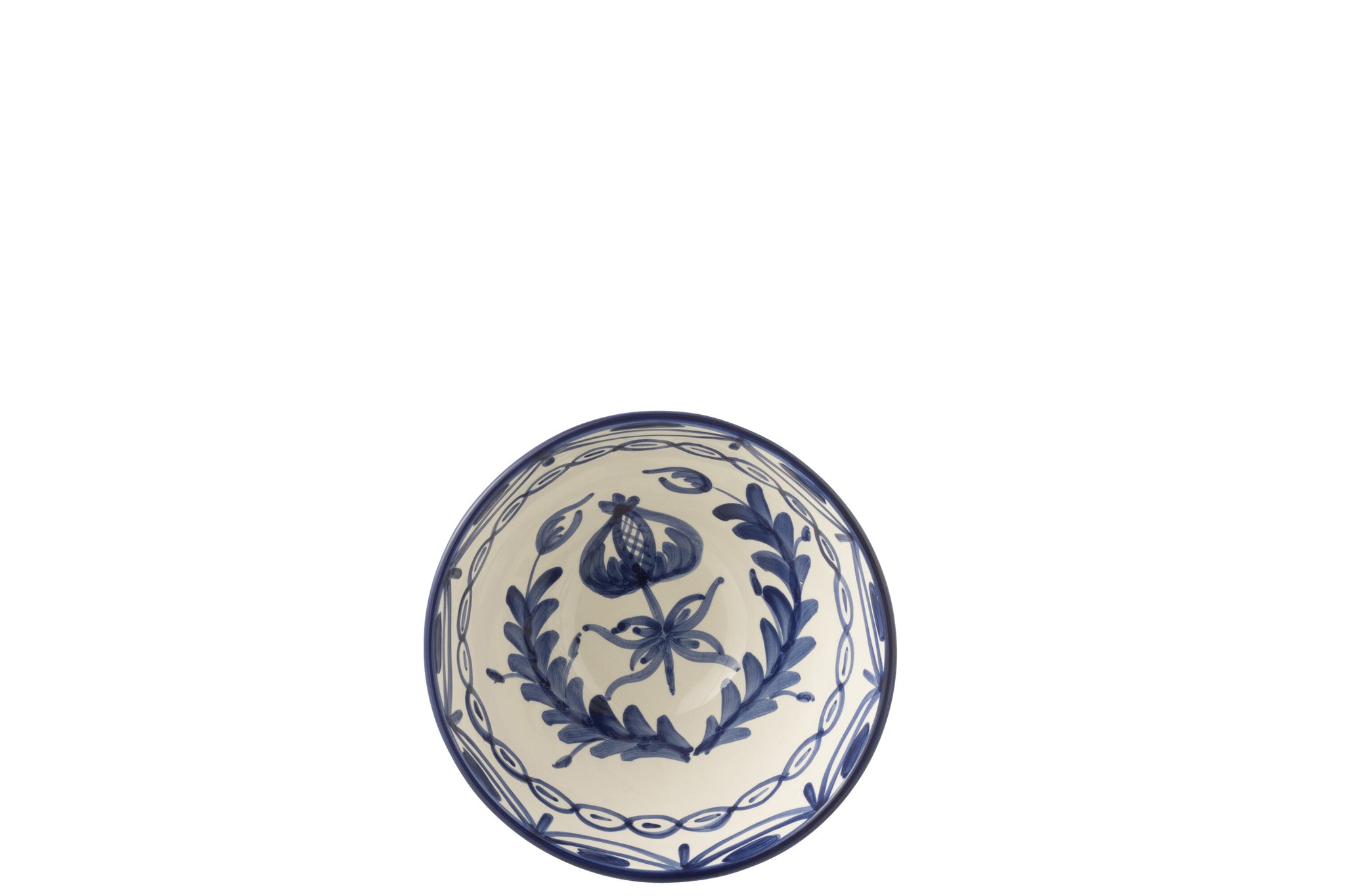 Medium Hoge Kom Granada Motief Cobalt Blauw/Wit Keramiek J-Line