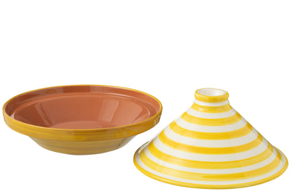 Tagine Granada Strepen Geel/Wit Keramiek J-Line