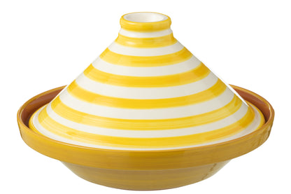 Tagine Granada Strepen Geel/Wit Keramiek J-Line