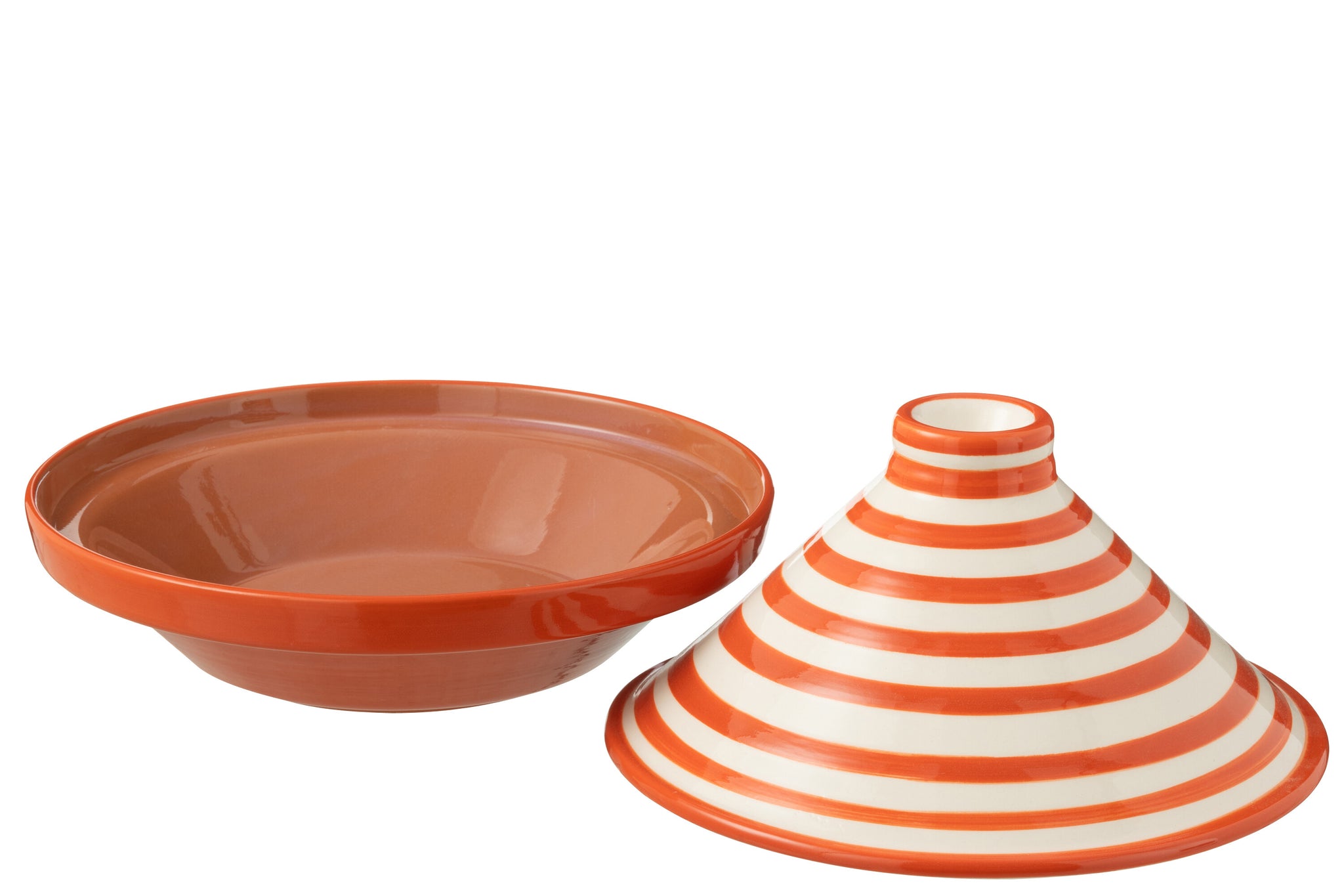 Tagine Granada Strepen Oranje/Wit Keramiek J-Line