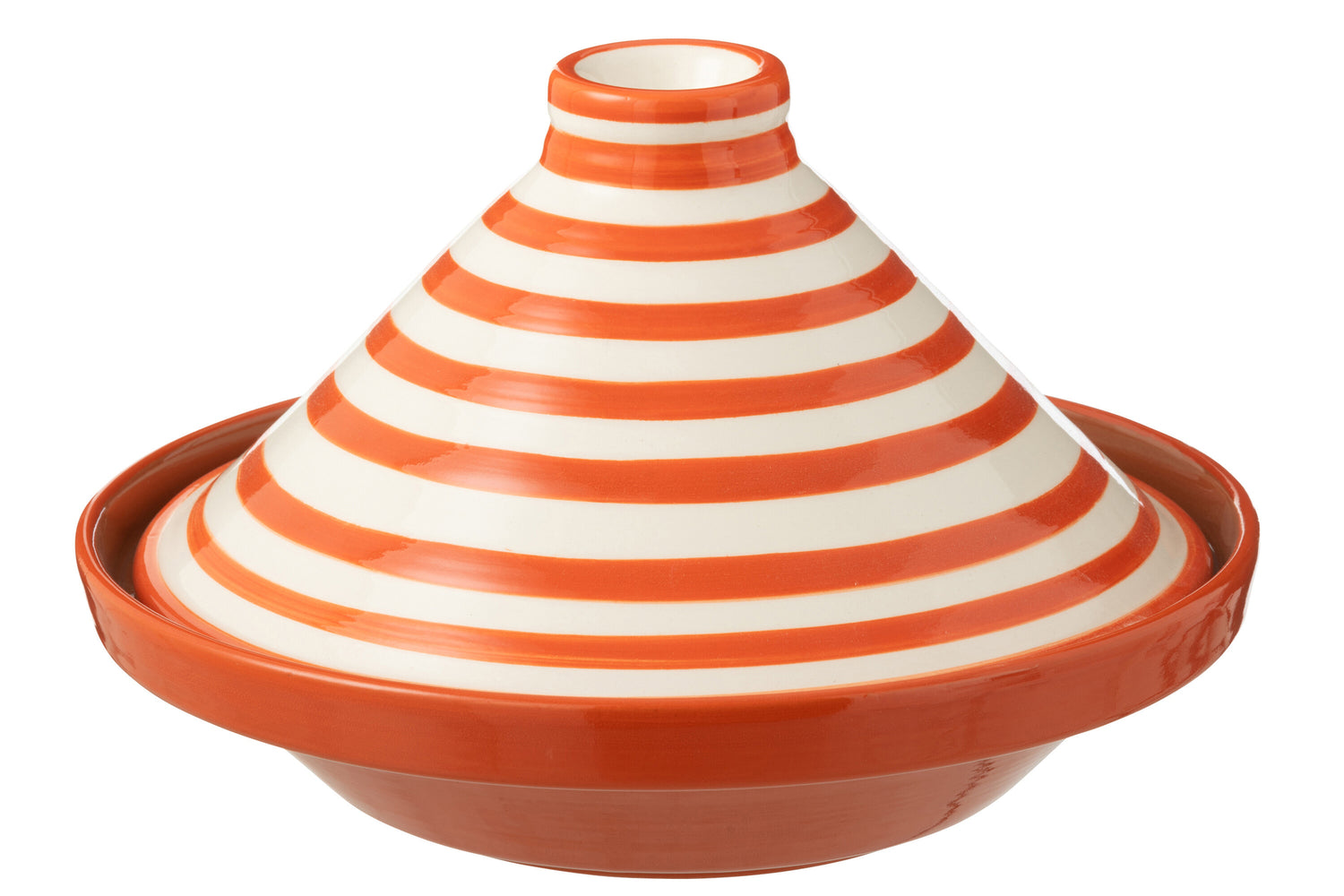 Tagine Granada Strepen Oranje/Wit Keramiek J-Line