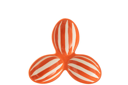 Apero Bakjes Granada Strepen Oranje/Wit Keramiek J-Line
