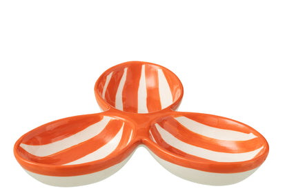 Apero Bakjes Granada Strepen Oranje/Wit Keramiek J-Line