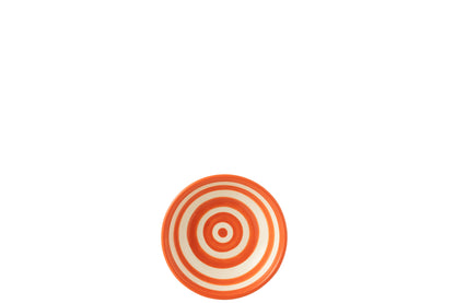 Kleine Lage Kom Granada Strepen Oranje/Wit Keramiek J-Line