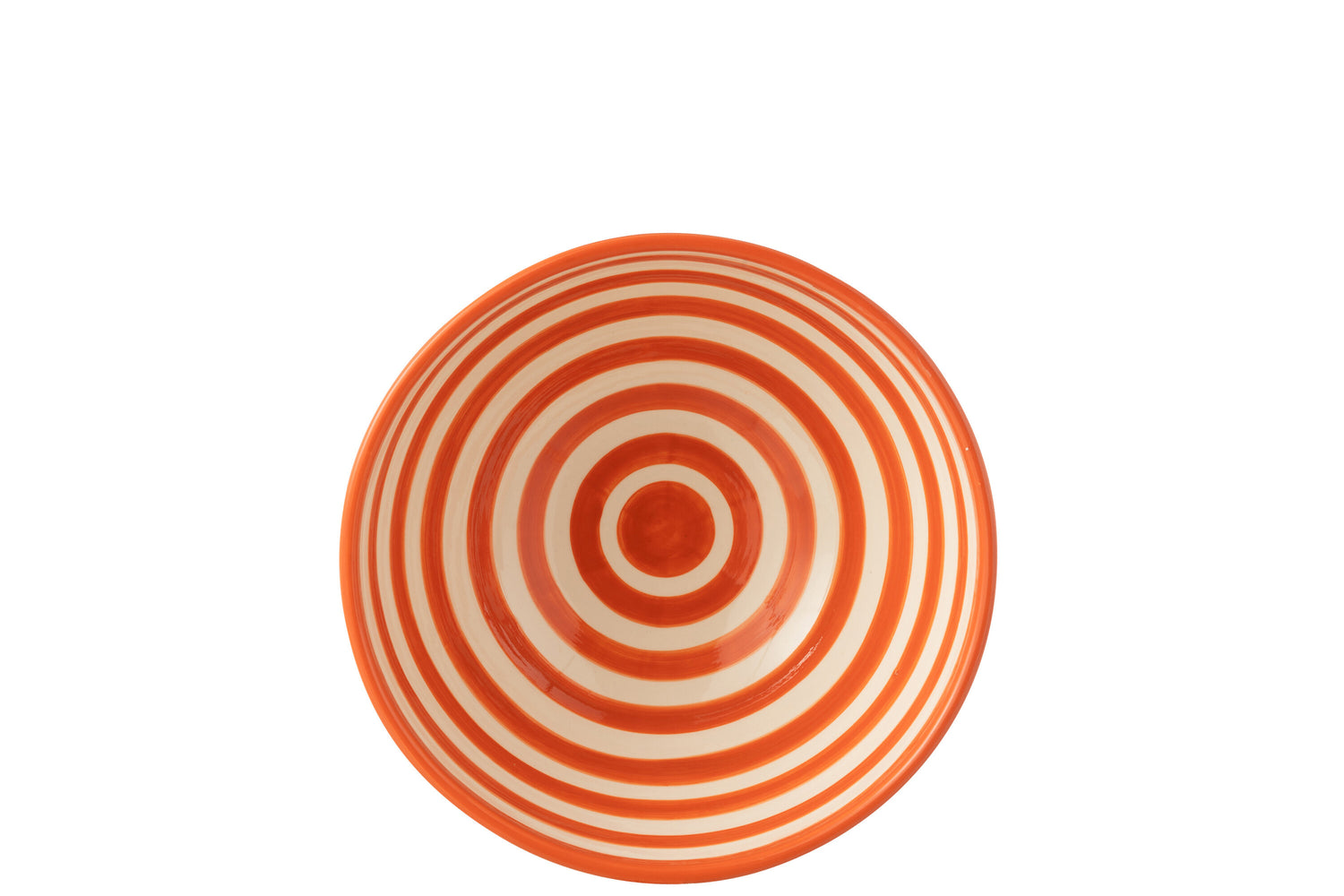 Grote Hoge Kom Granada Strepen Oranje/Wit Keramiek J-Line
